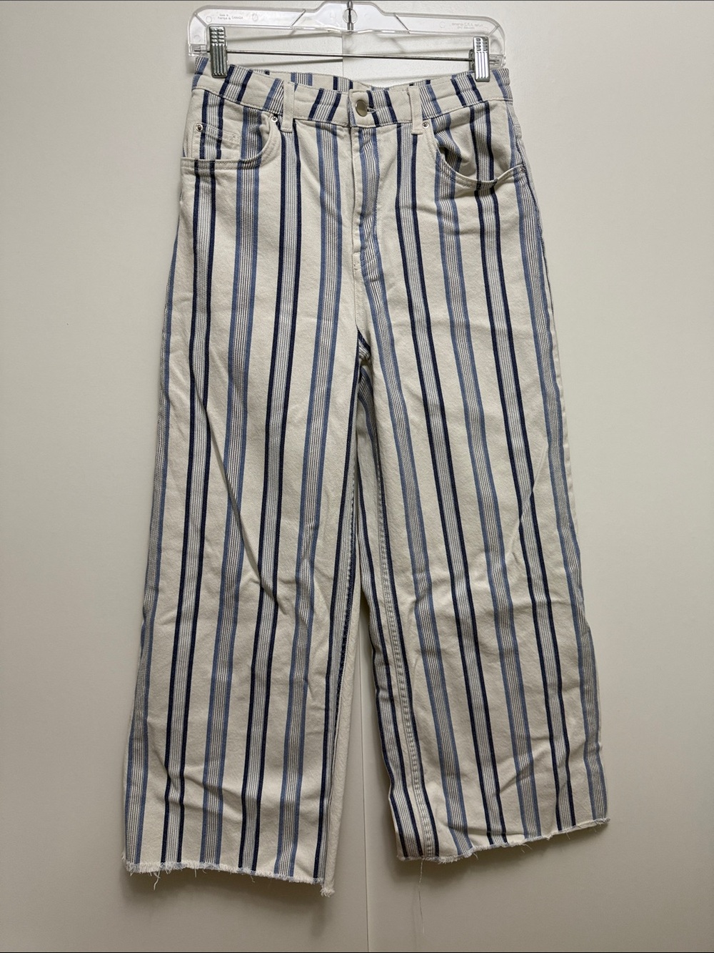 H&M cotton wideleg stripe jeans